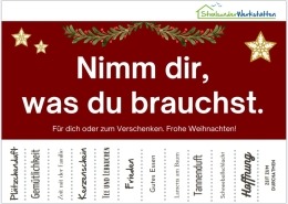 Ein Aushang mit Weihnachtsgrüßen zum Mitnehmen.