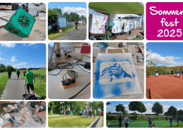 Eine Fotocollage zeigt 10 Bilder, die beim Sommerfest der Stralsunder Werkstätten im Jahr 2025 entstanden sind.