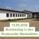 Am 15.05.2026 ist Brückentag in den Stralsunder Werkstätten. Im Hintergrund ist die Hauptwerkstatt zu sehen.